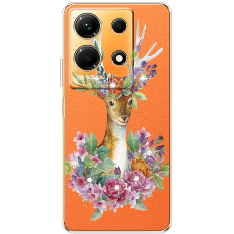 Чехол со стразами Infinix Note 30  4G Deer with flowers