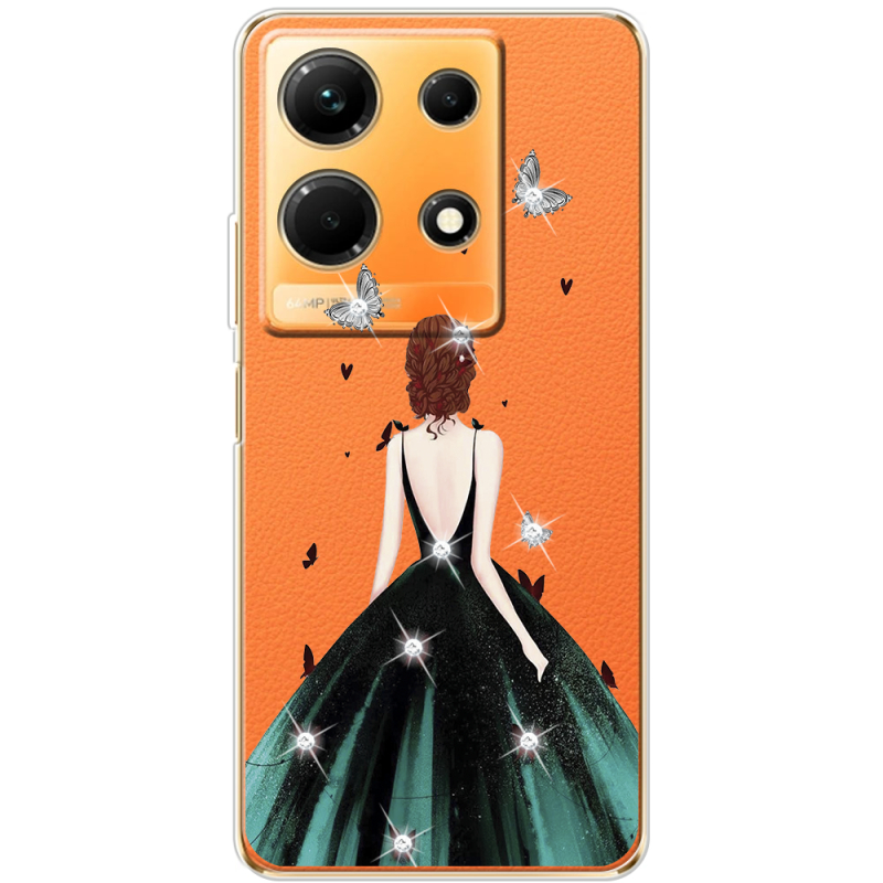 Чехол со стразами Infinix Note 30  4G Girl in the green dress