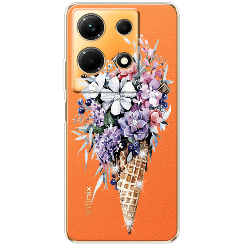 Чехол со стразами Infinix Note 30  4G Ice Cream Flowers