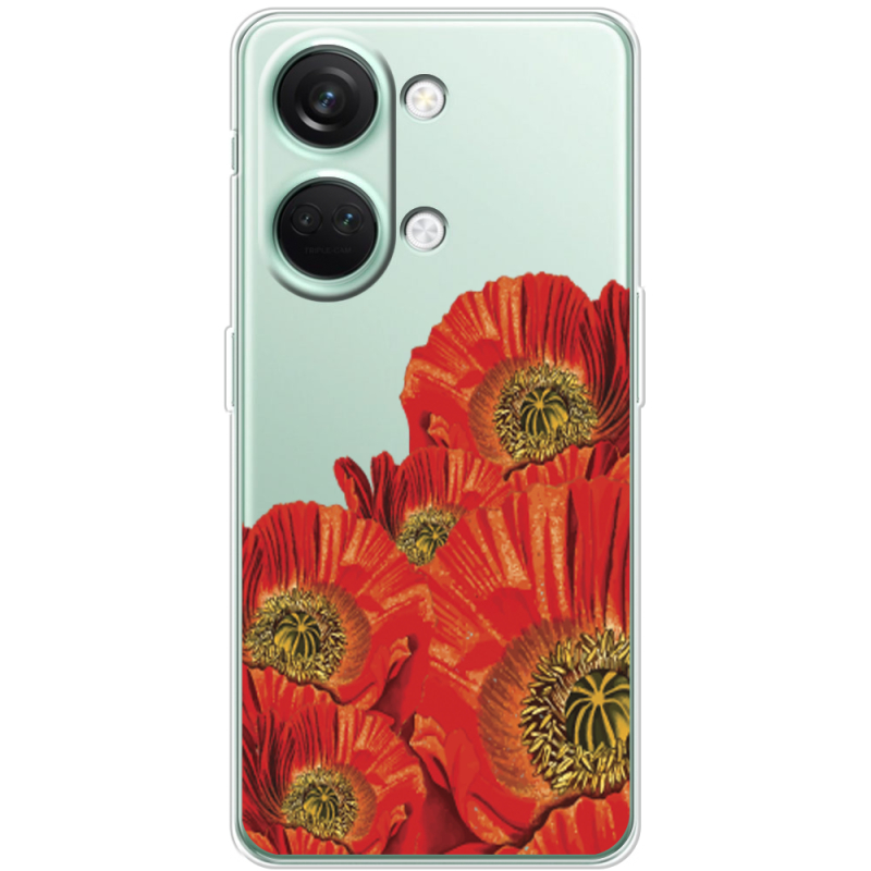 Прозрачный чехол BoxFace OnePlus Nord 3 5G Red Poppies