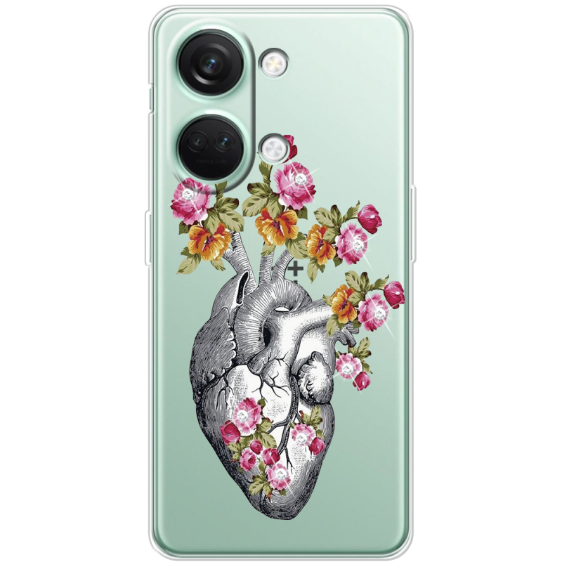 Чехол со стразами OnePlus Nord 3 5G Heart