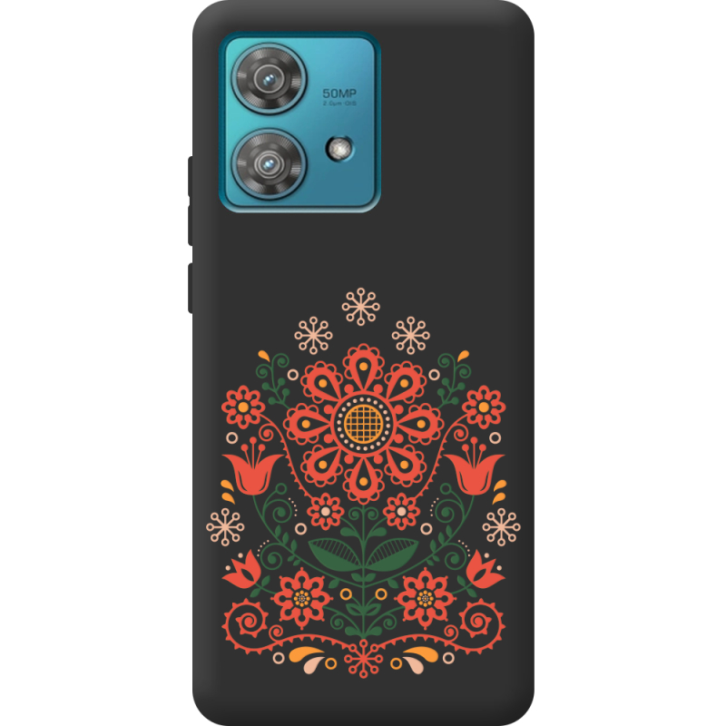 Черный чехол BoxFace Motorola Edge 40 Neo Ukrainian Ornament