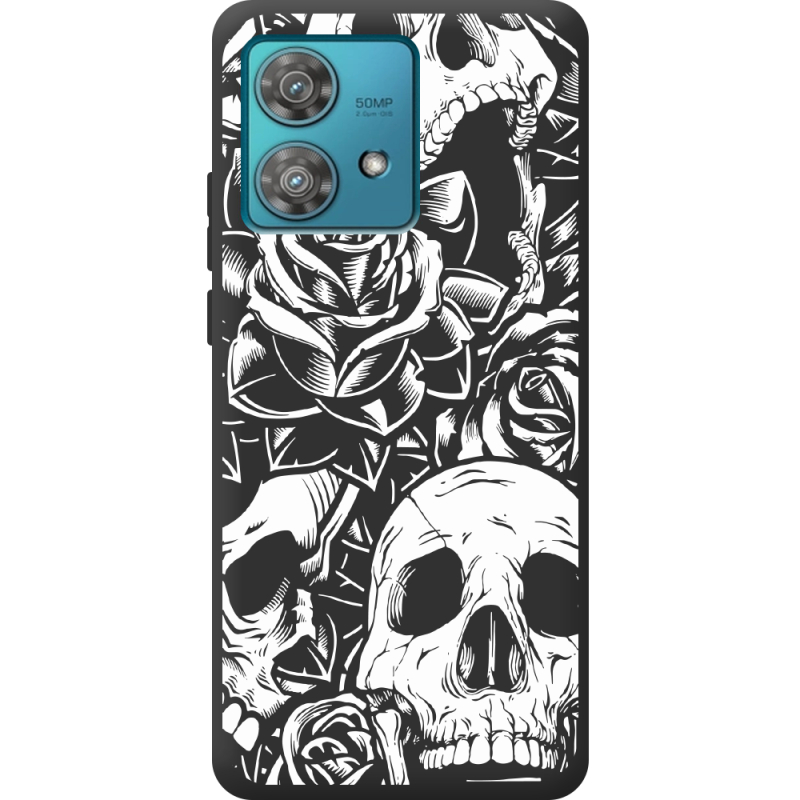 Черный чехол BoxFace Motorola Edge 40 Neo Skull and Roses