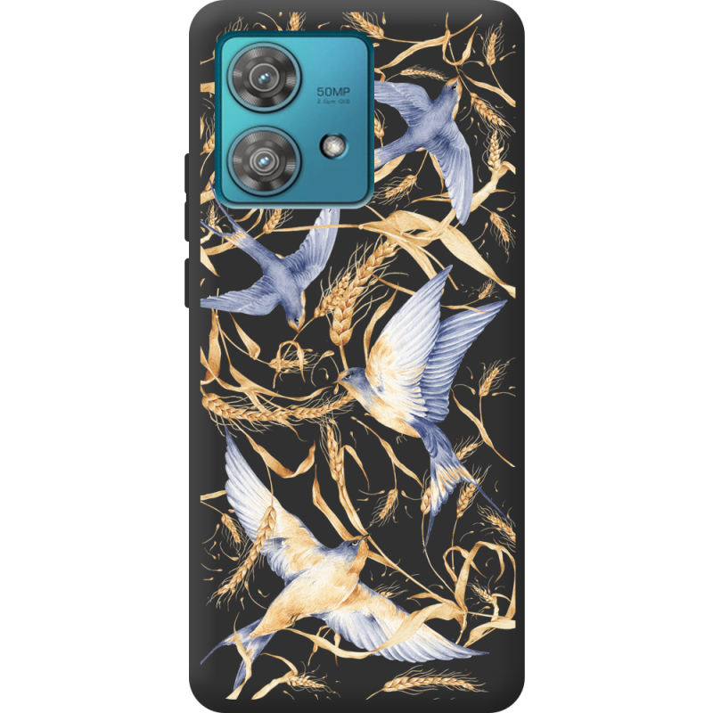 Черный чехол BoxFace Motorola Edge 40 Neo Ластівки