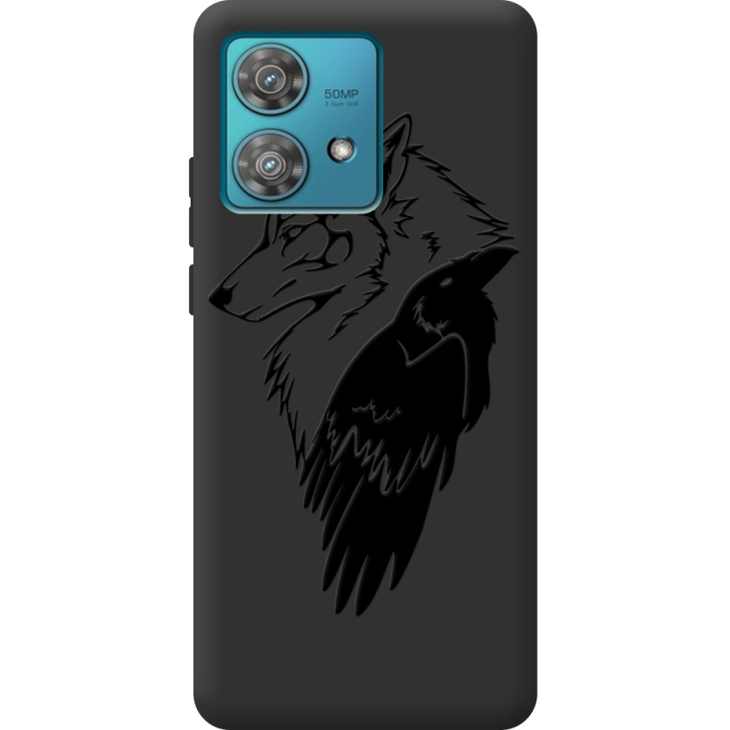 Черный чехол BoxFace Motorola Edge 40 Neo Wolf and Raven