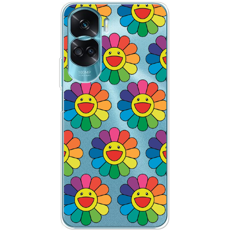 Прозрачный чехол BoxFace Huawei Honor 90 Lite Hippie Flowers