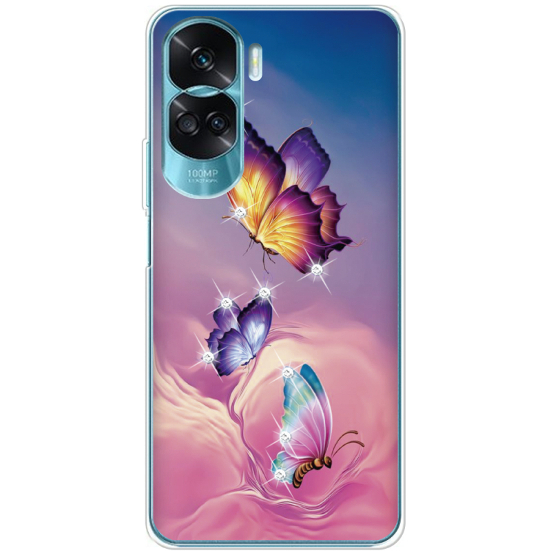 Чехол со стразами Huawei Honor 90 Lite Butterflies