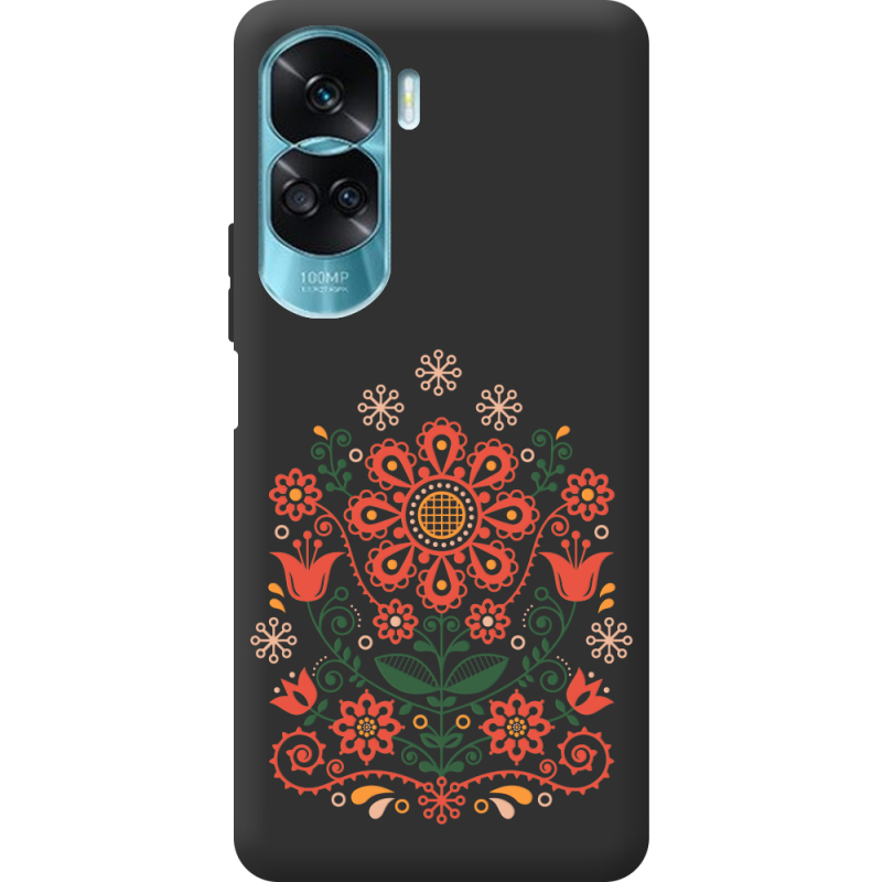 Черный чехол BoxFace Huawei Honor 90 Lite Ukrainian Ornament