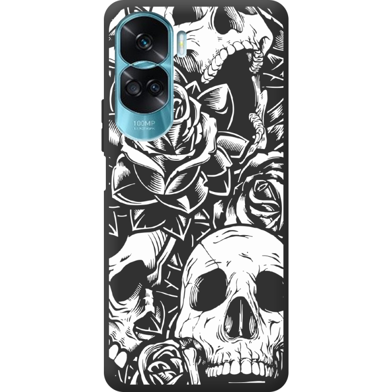 Черный чехол BoxFace Huawei Honor 90 Lite Skull and Roses