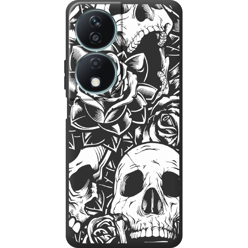 Черный чехол BoxFace Honor X7b Skull and Roses