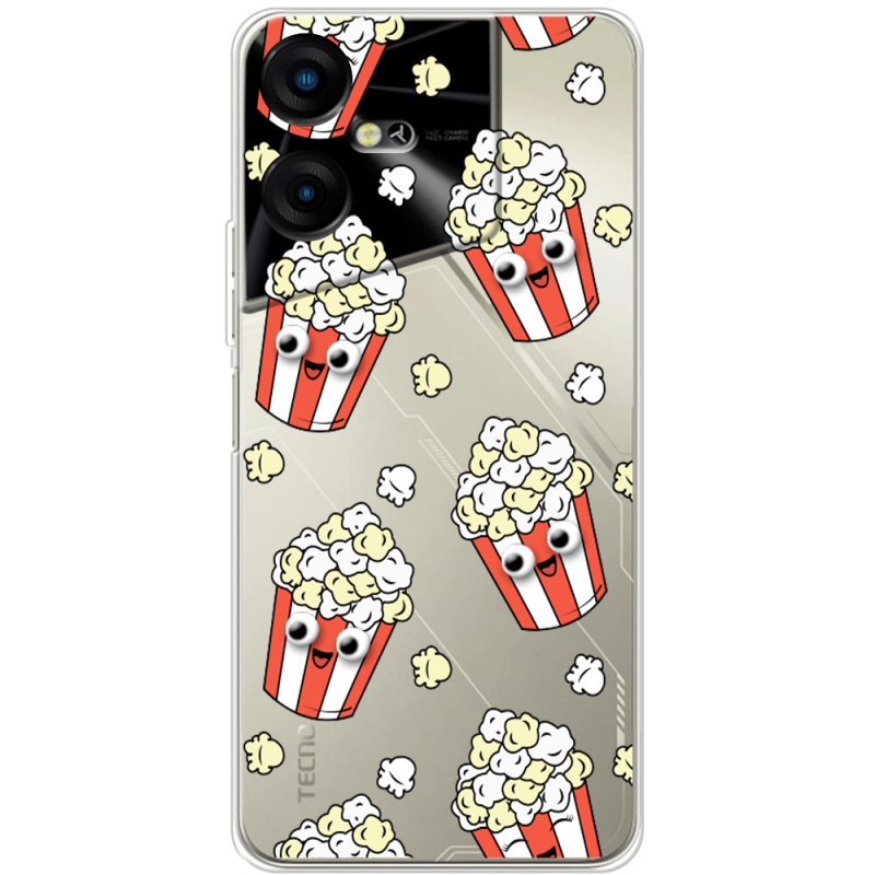 Прозрачный чехол BoxFace Tecno POVA Neo 3 с 3D-глазками Popcorn