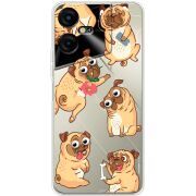 Прозрачный чехол BoxFace Tecno POVA Neo 3 с 3D-глазками Pug