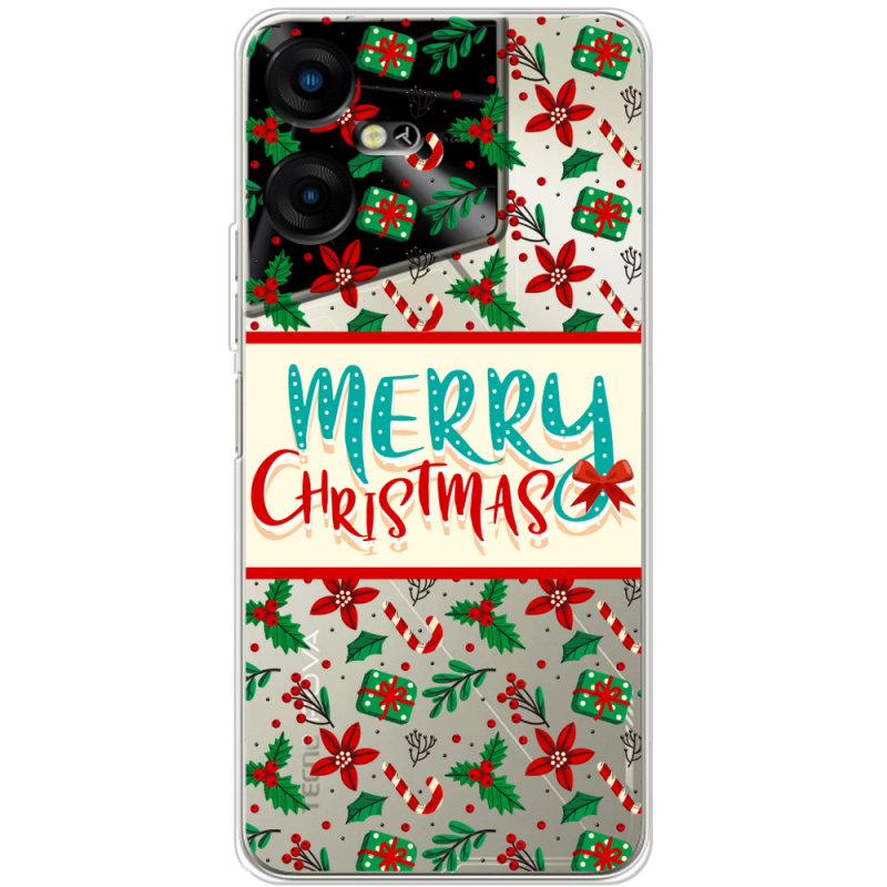 Прозрачный чехол BoxFace Tecno POVA Neo 3 Vintage Christmas Pattern