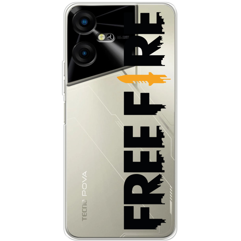 Прозрачный чехол BoxFace Tecno POVA Neo 3 Free Fire Black Logo