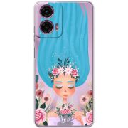 Прозрачный чехол BoxFace Motorola G24 Blue Hair