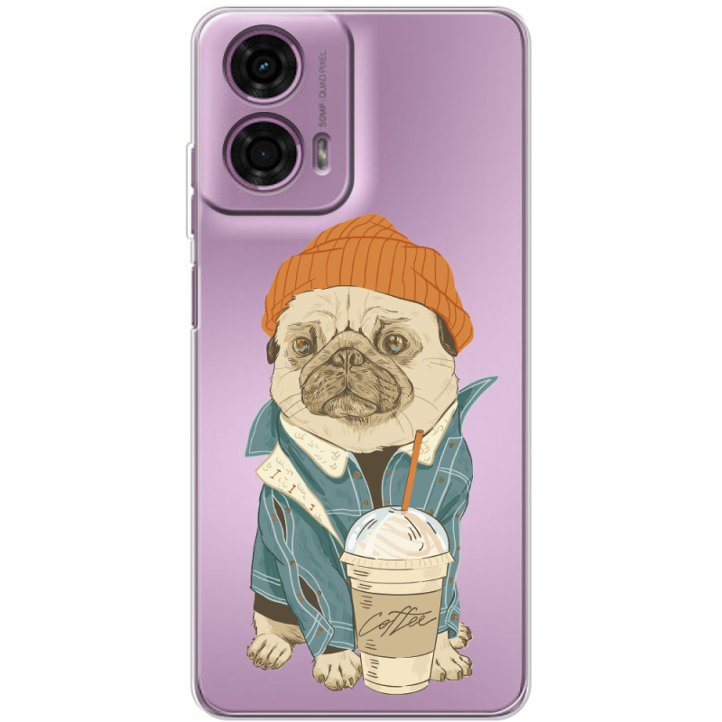 Прозрачный чехол BoxFace Motorola G24 Dog Coffeeman