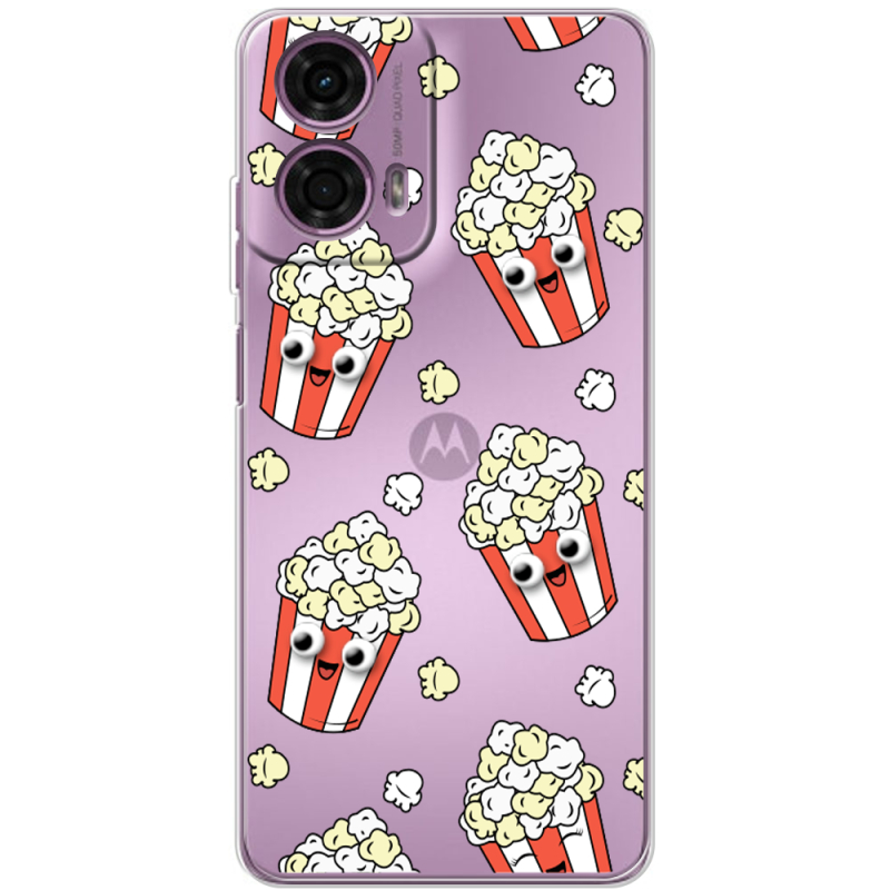 Прозрачный чехол BoxFace Motorola G24 с 3D-глазками Popcorn