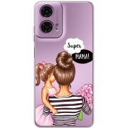 Прозрачный чехол BoxFace Motorola G24 Super Mama and Daughter