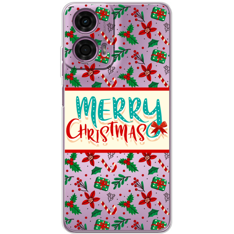 Прозрачный чехол BoxFace Motorola G24 Vintage Christmas Pattern