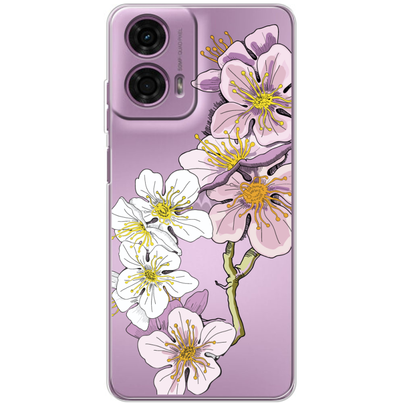 Прозрачный чехол BoxFace Motorola G24 Cherry Blossom