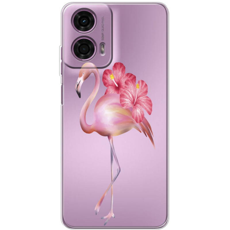 Прозрачный чехол BoxFace Motorola G24 Floral Flamingo