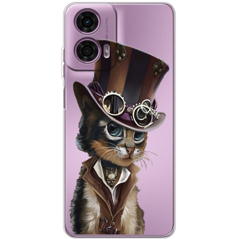 Прозрачный чехол BoxFace Motorola G24 Steampunk Cat