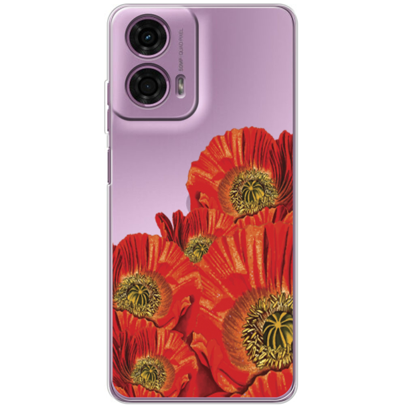 Прозрачный чехол BoxFace Motorola G24 Red Poppies