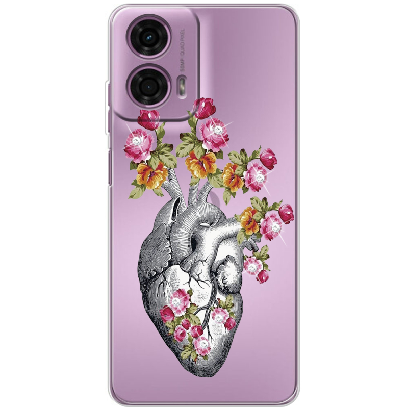 Чехол со стразами Motorola G24 Heart