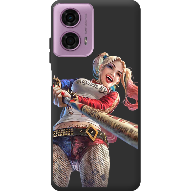 Черный чехол BoxFace Motorola G24 Happy Harley Quinn