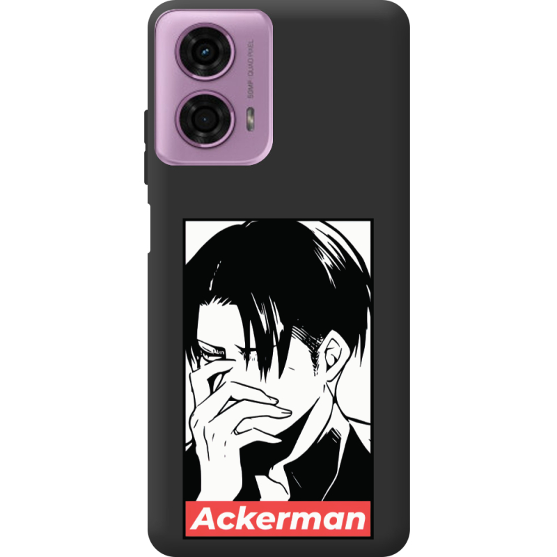 Черный чехол BoxFace Motorola G24 Attack On Titan - Ackerman