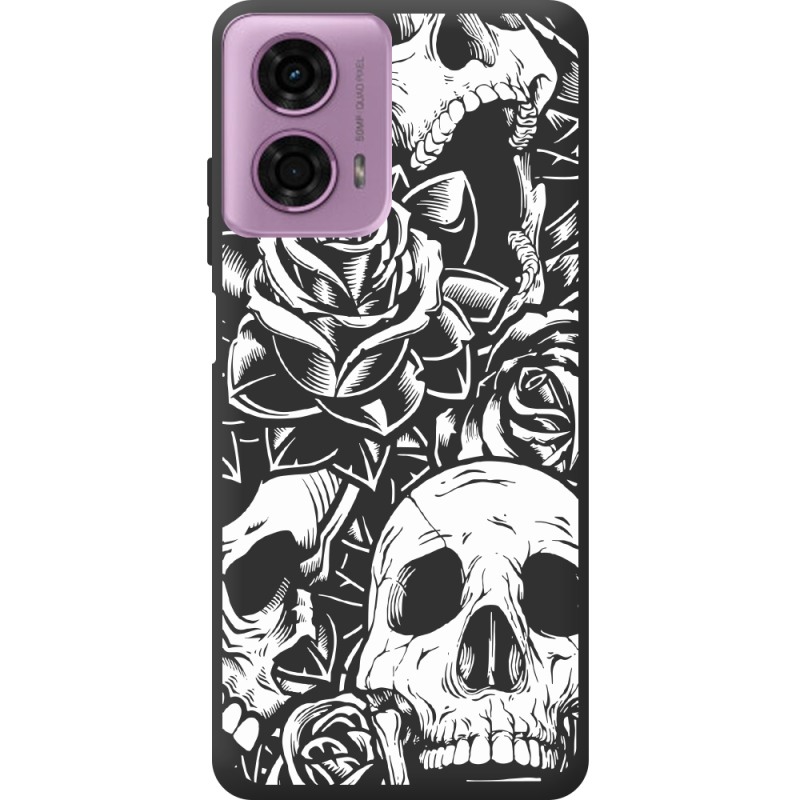 Черный чехол BoxFace Motorola G24 Skull and Roses