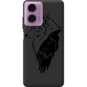 Черный чехол BoxFace Motorola G24 Wolf and Raven