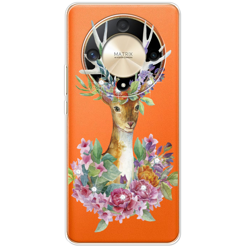 Чехол со стразами BoxFace Honor Magic 6 Lite 5G Deer with flowers