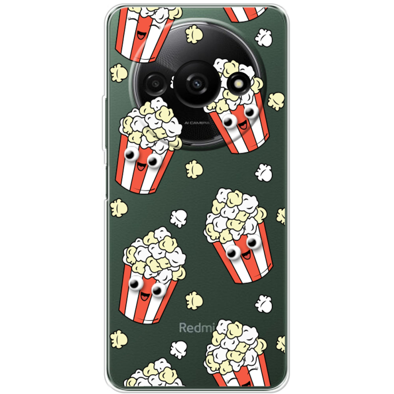 Прозрачный чехол BoxFace Xiaomi Redmi A3 с 3D-глазками Popcorn