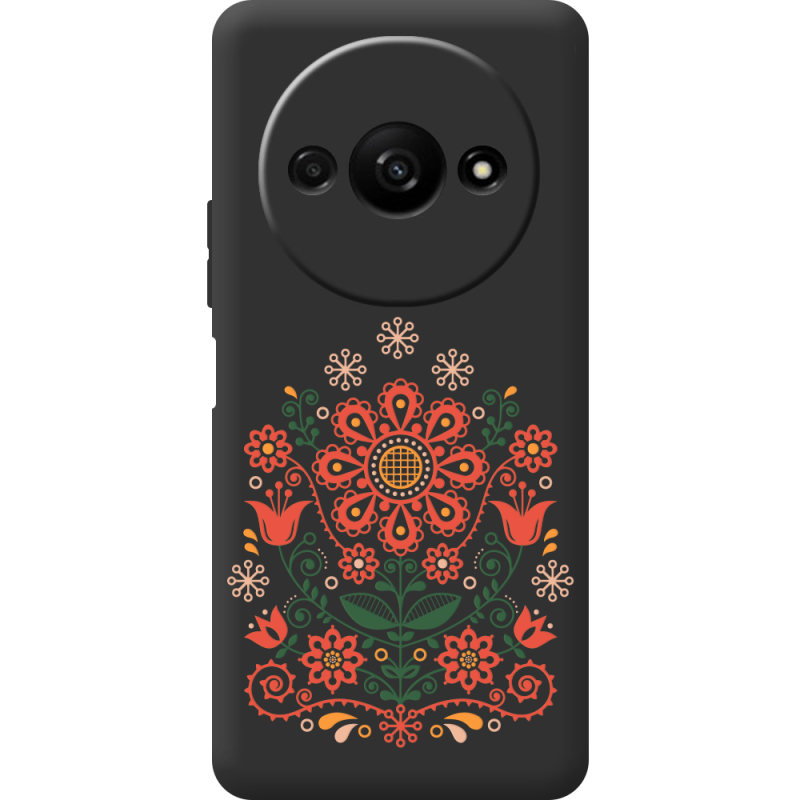 Черный чехол BoxFace Xiaomi Redmi A3 Ukrainian Ornament