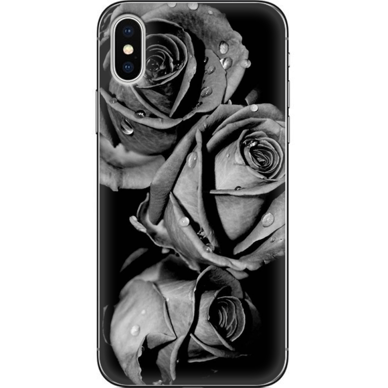 Чехол Uprint Apple iPhone X Black and White Roses