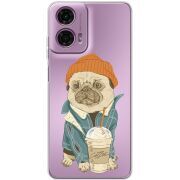 Прозрачный чехол BoxFace Motorola G24 Power Dog Coffeeman