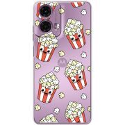 Прозрачный чехол BoxFace Motorola G24 Power с 3D-глазками Popcorn