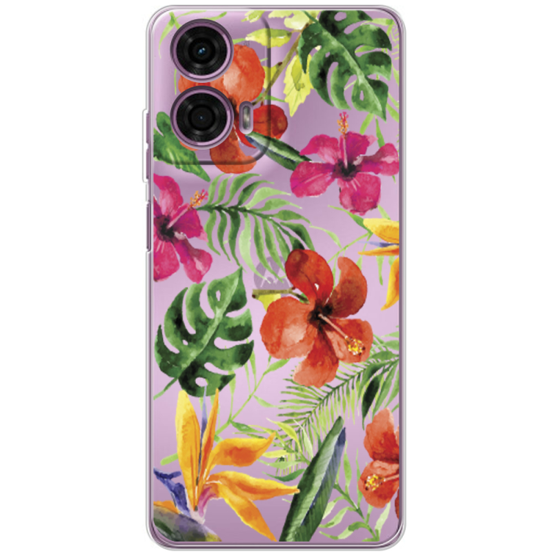 Прозрачный чехол BoxFace Motorola G24 Power Tropical Flowers