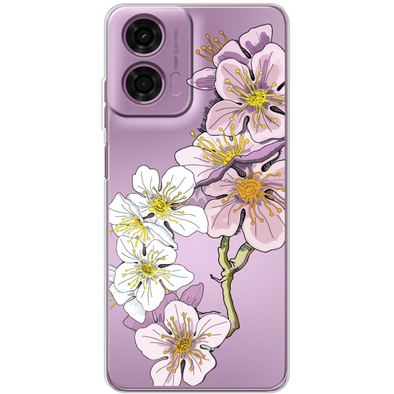 Прозрачный чехол BoxFace Motorola G04 Cherry Blossom