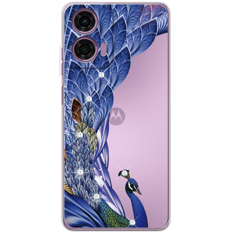 Чехол со стразами Motorola G04 Peafowl