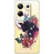 Чехол со стразами Infinix Zero 30 4G Cat in Flowers