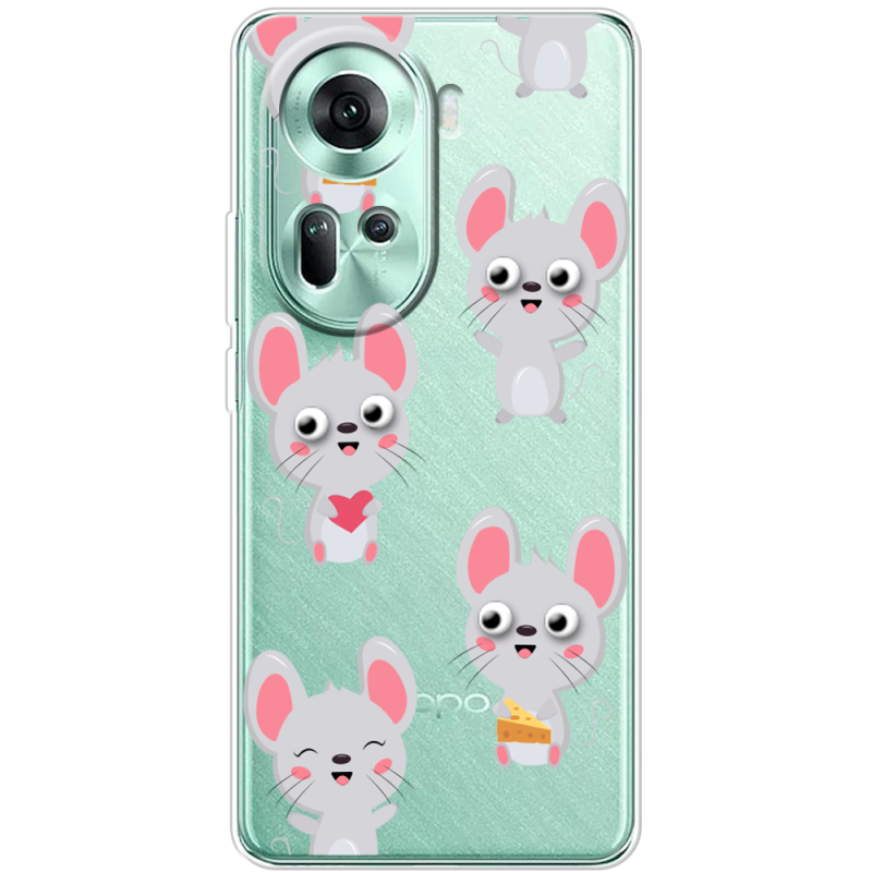 Прозрачный чехол BoxFace OPPO Reno 11 5G с 3D-глазками Mouse