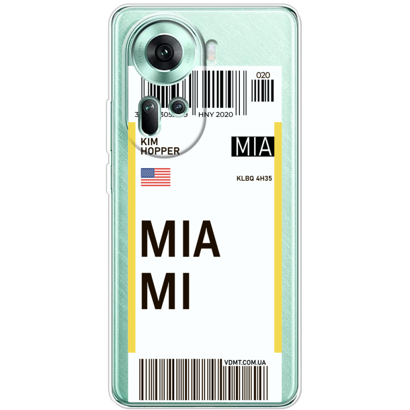 Прозрачный чехол BoxFace OPPO Reno 11 5G Ticket Miami