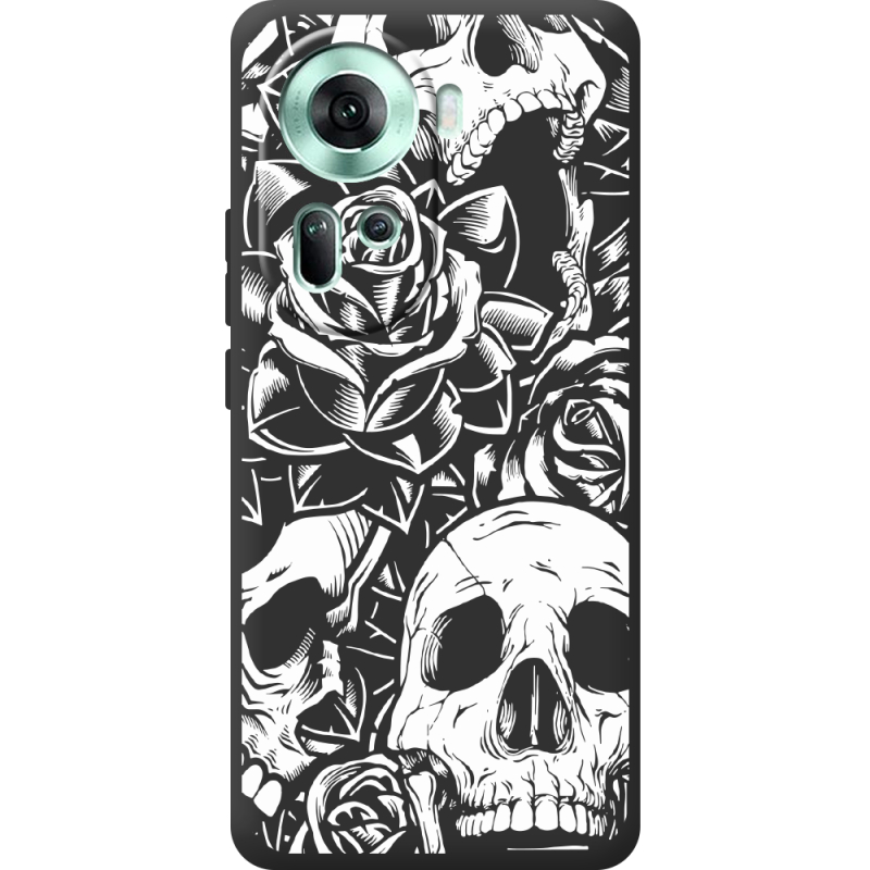 Черный чехол BoxFace OPPO Reno 11 5G Skull and Roses