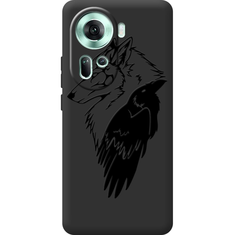 Черный чехол BoxFace OPPO Reno 11 5G Wolf and Raven