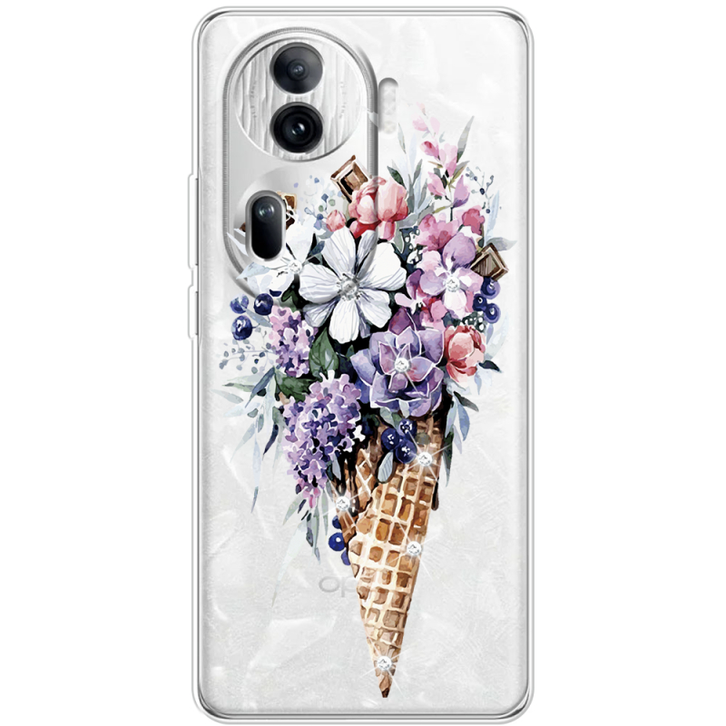 Чехол со стразами OPPO Reno 11 Pro 5G Ice Cream Flowers