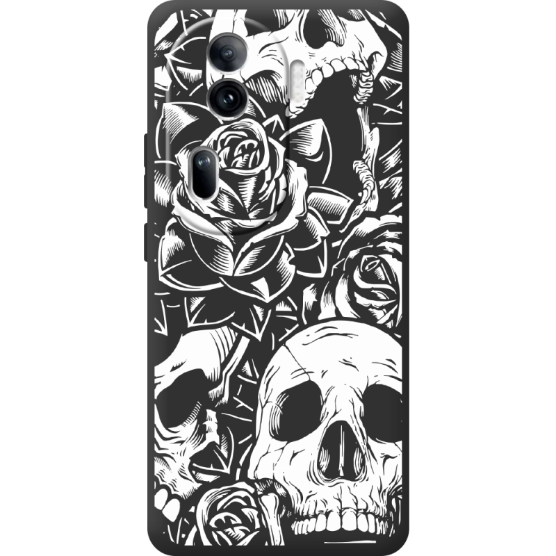 Черный чехол BoxFace OPPO Reno 11 Pro 5G Skull and Roses