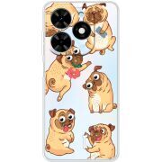 Прозрачный чехол BoxFace Tecno Spark Go 2024 с 3D-глазками Pug