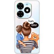 Прозрачный чехол BoxFace Tecno Spark Go 2024 Super Mama and Son